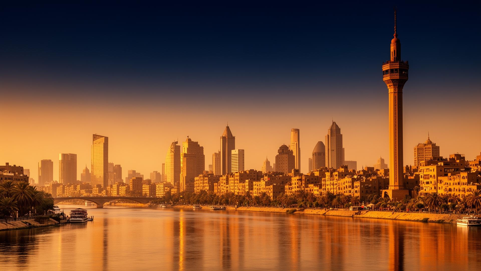 Cairo skyline at golden hour